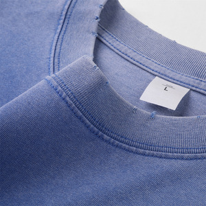 Camiseta de Cuello Redondo Lavada, 100% Algodón, Color Sólido, Corte Holgado, Ropa Casual para Hombre, Talla L - Product Image 1