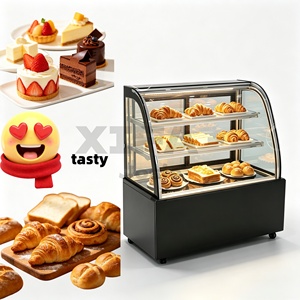 <span class=keywords><strong>Vitrina</strong></span> <span class=keywords><strong>Refrigerada</strong></span> con Vidrio Curvo de Acero Inoxidable para Panadería, Cafetería y Sándwiches - Product Image 4