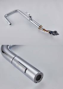 Robinet de cuisine simple à bec extractible, style américain, finition chromée, multifonctionnel, eau chaude et froide, en acier inoxydable avec valve en céramique - Product Image 5