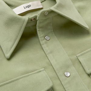 OEM Custom Logo Men's Casual Cotton <strong>Moleskin</strong> <strong>Shirts</strong> Jackets Blank Solid Color Breathable and Sustainable Plain Dyed Technique - Product Image 5