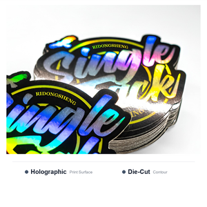 Autocollant en vinyle découpé sur mesure, imperméable, emballage de marque, étiquettes holographiques métalliques, logo d'entreprise, ISO9001 - Product Image 2