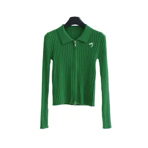 SMO облегающий свитер с застежкой-молнией зеленый мохеровый кардиган на молнии