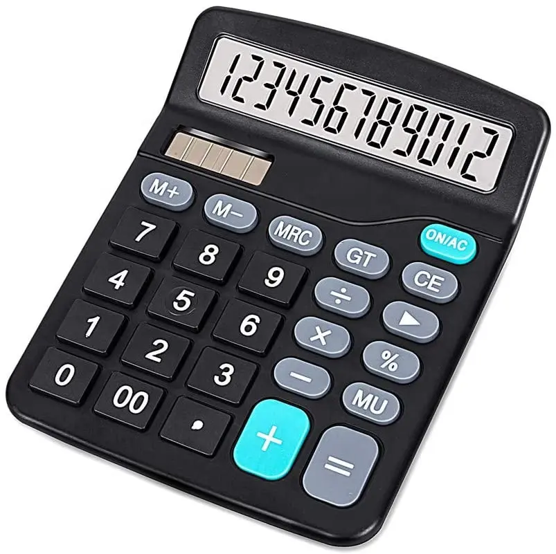 मानक समारोह इलेक्ट्रॉनिक Calculators 12 अंकों बड़े एलसीडी डिस्प्ले के साथ, दैनिक और बुनियादी कार्यालय के लिए हाथ में डेस्क कैलकुलेटर