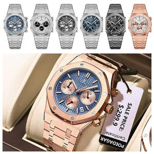 Barrypolo メンズ ラグジュアリー アナログ クォーツ 腕時計 42mm クリスタル 防水 スポーツ 日付 夜光 18mm ステンレススチール 合金 新品 - Product Image 1