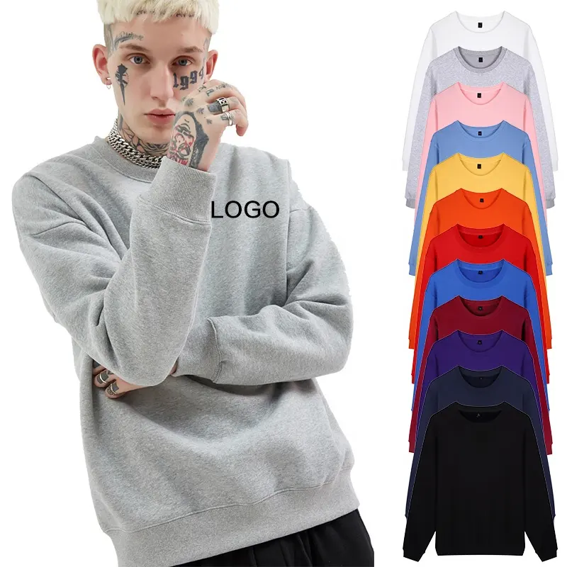 Wholesale High Quality Plain Blank Printed Crew Neck Sports Oversized Hoodie Man Custom Crewneck Sweatshirt for men