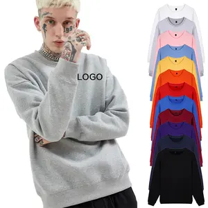 Großhandel Hochwertige Plain Blank Bedruckte Rundhals ausschnitt Sport Übergroße Hoodie Man Custom Crewneck Sweatshirt für Männer