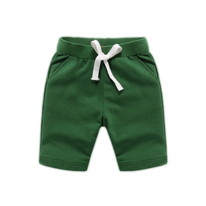 Shorts Bermuda en Coton Vert Tricoté pour Garçons, Taille Élastiquée avec Cordon de Serrage et Détail Nœud, Couleur Unie, Coupe Décontractée Mi-Haute - Product Image 1