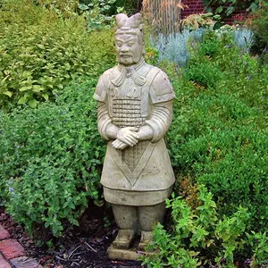 Tamaño de la vida decoración del jardín de piedra Natural Xian Guerrero estatua