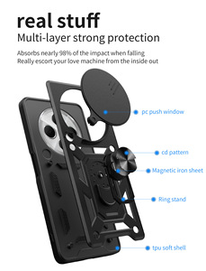 Coque de téléphone antichoc en TPU et PC avec protection magnétique, <span class=keywords><strong>couverture</strong></span> intégrale, cache-caméra coulissant et support, personnalisable, MOQ 30 pièces, modèle Redmi 14C, couleur rouge - Product Image 2