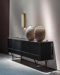 Mobile <span class=keywords><strong>TV</strong></span> di Design Premium con Ante Scanalate e <span class=keywords><strong>Base</strong></span> in Metallo Curvo per Soggiorno di Lusso - Product Image 5