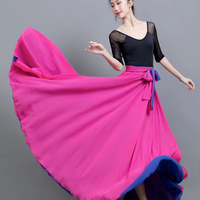Falda de Danza del Vientre 720, Reversible, Larga, Estilo Swing, Vals, Flamenco Español, Vestido de Salón, Disfraz de Actuación Folclórica Mexicana