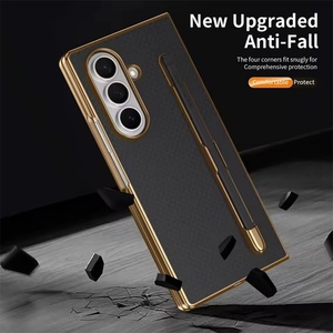 Funda de Teléfono con Textura de Fibra de Carbono para Samsung Z Fold 7 6 5 4 3, con Lápiz Óptico, Película de Vidrio Templado y Protección Antigolpes - Product Image 3