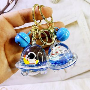 New Acrylic Into Oil Floating Astronaut Black Gold Keychain Pendant Liquid Small Gift Girl <b>Backpack</b> Pendant Accessories - Product Image 3