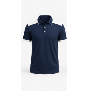 Polo Homme Rayé Contrastant à Manches Courtes avec Col Rabattu Côtelé – Meilleur Prix - Product Image 2