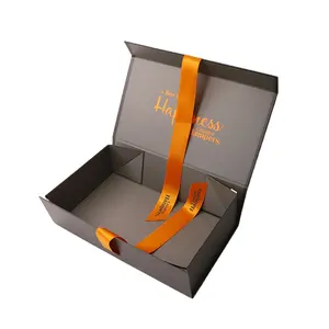 Customized printed Mother's Day gourmet hamper basket cardboard rigid foldable magnetic packaging gift box with ribbon closure