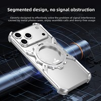 Coque magnétique à engrenages mécaniques pour iPhone 15 et 16, avec refroidissement par ventilation, trou de fixation de cordon dissimulé, résistante aux chocs et à l'usure