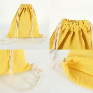 Customized Logo Recycled Natural Canvas Cotton Drawstring <b>Bag</b> - Product Image 2