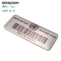 Placa de código de barras de aluminio anodizado de 0.5 mm con número de serie, etiqueta adhesiva de identificación de metal para seguimiento de inventario de equipos, etiqueta de activos de aluminio