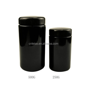Black Uv Glass Jar Round Large 250g 500g UV Black Dark Violet Stash Jar Herb UV Smell Proof Air Tight Violet Storage Glass Jar