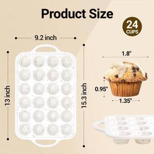 MUYULINS Factory Beige 24-Cup LFGB Non-Stick BPA Free Metal Reinforced Frame Mini <b>Silicone</b> Cupcake Pan Muffin <b>Baking</b> Tray - Product Image 6