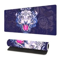 Alfombrilla de Ratón para Juegos Grande y Duradera con Diseño de Tigre Blanco y Morado, Resistente al Agua y Antideslizante, con Logotipo Personalizado ODM