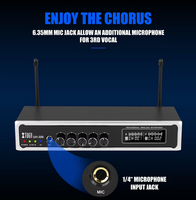 XTUGA UH300 Microphone sans fil USB 2 canaux de haute qualité avec batterie au lithium intégrée, portée de 80 mètres, lumières LED pour la scène