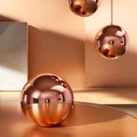 Ornement de Noël et de mariage en cuivre poli miroir doré rose, style Art Déco de luxe, boule creuse, installation facile, intérieur