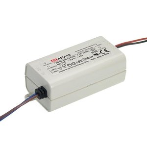 Alimentation LED Mean Well APV-16 16W 15V DC, canal unique, 1,25A, entrée AC 100-240V, IP30, garantie 5 ans, convertisseur AC-DC - Product Image 1