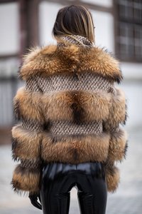 Vestes en fourrure de raton laveur pour femme, vêtements d'hiver chauds, épais, col montant, manches longues, vraie fourrure naturelle, - Product Image 3
