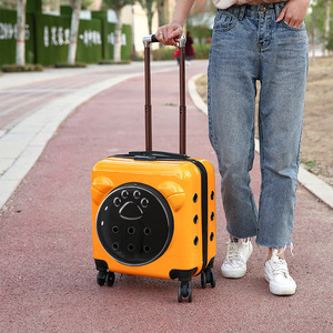 Baolujie Pet Carrier Orange Square Breathable With Wheels For <b>Cats</b> And Dogs Travel Case - Product Image 4