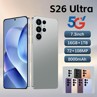 Smartphone S26 Ultra Pakistan Écran LED 7,3 pouces 90Hz Android 15 16 Go 1 To 108 MP 8800 mAh Deca Core 5G Double SIM Carte TF Face ID