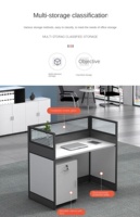Poste de travail modulaire pour bureau en open space, table d'ordinateur droite avec écran en verre pour entreprise