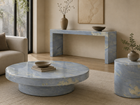 Dalles de marbre bleu ciel pour comptoirs de cuisine, consoles, baignoires autoportantes, escaliers et panneaux muraux décoratifs, revêtements de sol