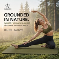 Tapis de yoga en PU sablé de qualité commerciale Yugaland, tapis en caoutchouc anti-déchirure pour studio de gym professionnel