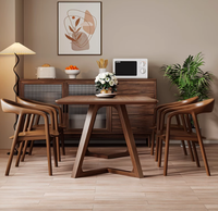 Ensemble table et chaises de salle à manger modernes en bois massif pour centre commercial, école, salon, hôtel et café-restaurant – Design de mobilier