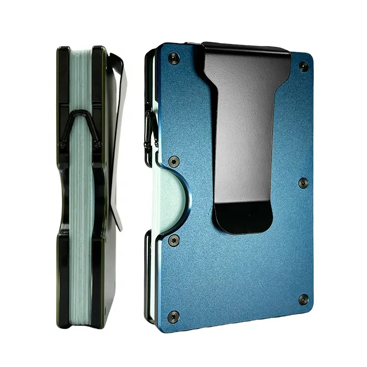 Slim Rfid man wallet carbon fiber Aluminum Alloy metal card holders wallet business cradit card holder with money clip