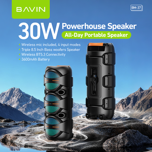 BAVIN BM37, el Mejor Altavoz Portátil Inalámbrico <span class=keywords><strong>para</strong></span> Fiestas al Aire Libre con Bluetooth 5.3 y Micrófono Inalámbrico - Product Image 2