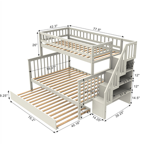 Cama Litera de Madera Multifuncional Convertible <span class=keywords><strong>con</strong></span> Escaleras, Diseño Seguro, Muebles para Dormitorio Infantil, para Uso en el Hogar o Dormitorio - Product Image 2