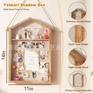 Yoimori <b>Shadow</b> <b>Box</b> 14x11in Wooden Home-Shaped Display Frame For Photos And Keepsakes - Product Image 1