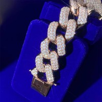 Street Hip Hop Cuban <strong>Chain</strong> Bracelet Silver with <strong>Moissanite</strong> Diamonds 30mm Cross-border Foreign Trade Wholesale Factory