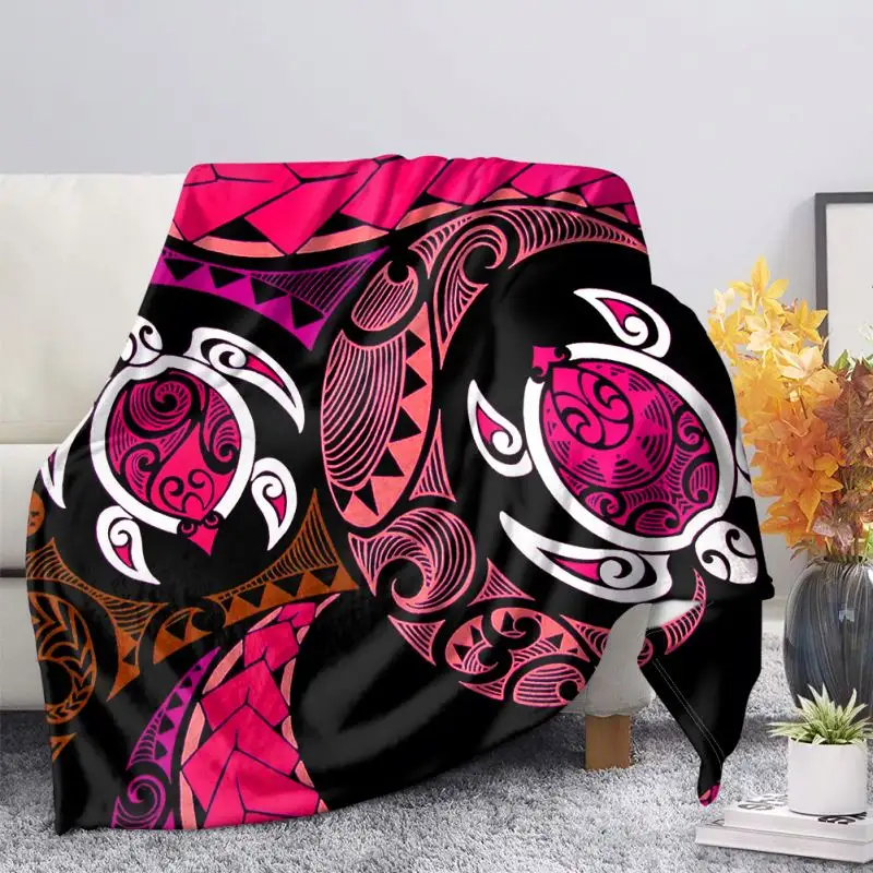 Wonderful Texture Tonga Polynesian Premium Blanket Turtle With Plumeria Flowers Printed Sublimation Blanks Blankets For Couch