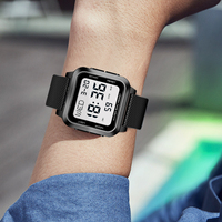 Jam Tangan Digital Elektronik Unisex untuk Mahasiswa, Olahraga, dan Fashion, dengan Layar LED, Alarm, Tali Plastik, Tahan Air, untuk Penggunaan Luar Ruangan