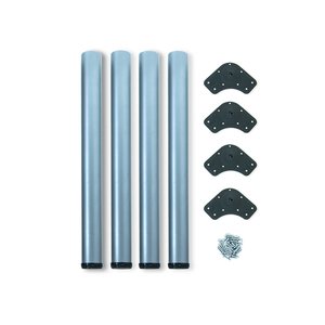 Emuca EMUCA Set di 4 gambe da tavolo regolabili diametro 60 mm in acciaio grigio metallizzato per armadi da cucina mobili gambe 2034525 - Product Image 1