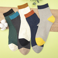 Calcetines de algodón para hombre, estilo vintage, con contraste en el talón y punta, tejido gofrado, para uso diario, oficina o casual, con logotipo personalizado, venta al por mayor.