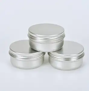 5ml-500ml Pots en aluminium exquis cosmétiques Conteneur mental Boîtes en aluminium argenté Boîtes à vis Bougie ronde Boîtes à épices