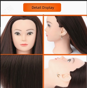Tête de mannequin professionnelle pour la formation en coiffure, <span class=keywords><strong>cheveux</strong></span> synthétiques lisses et ondulés, modèle d'entraînement pour la coupe et le tressage - Product Image 3