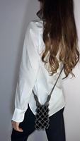 Bolso de Mano Brillante Hecho a Mano para Regalo, Bolso de Fiesta con Cristales y Macramé, para Teléfono