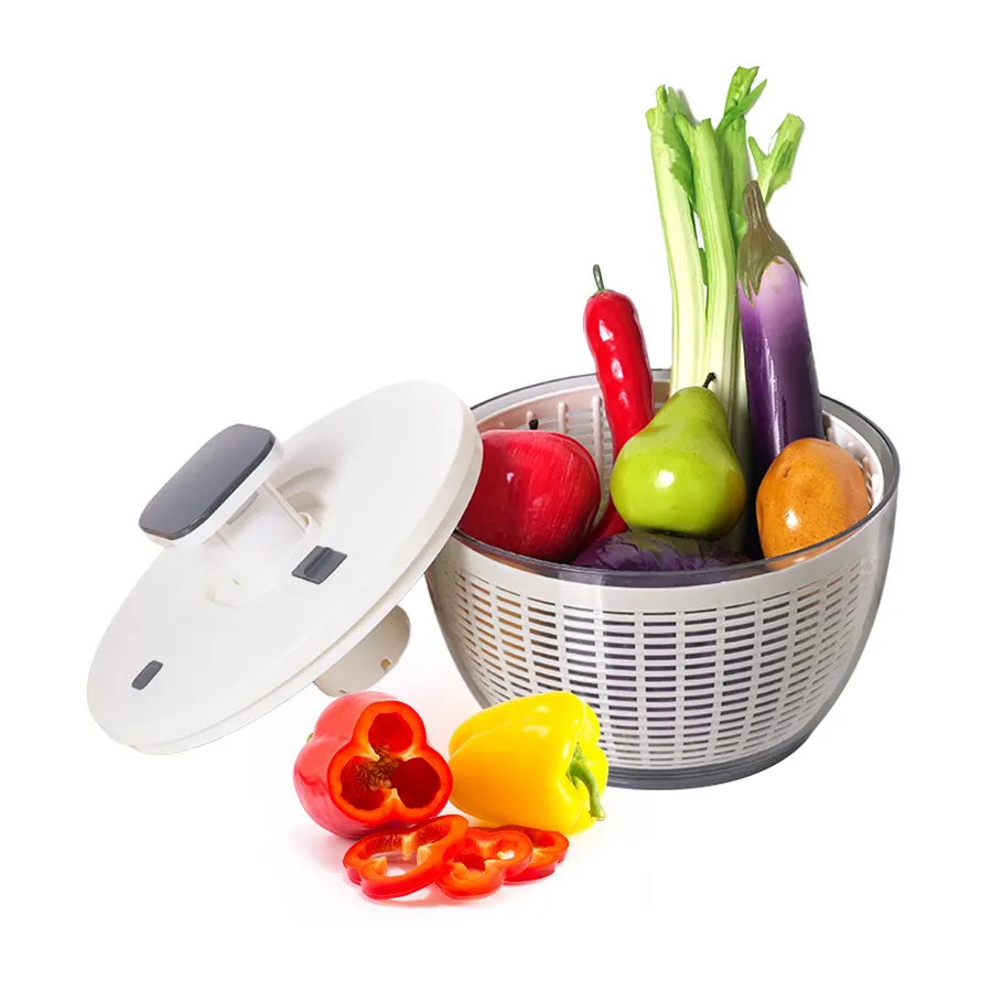 Multi-Use Lettuce Vegetable Fruit Dryer Drainer Strainer Washer Prepping Large Salad Spinner with Bowl and Colander