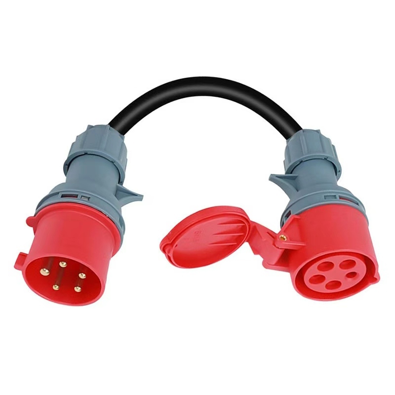 32Amp 5-Pin 3-Phase Plug To 32Amp 3-Pin Socket Adaptor - Heavy Duty, 0.5M To 10M Length Options