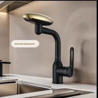 Robinet en acier inoxydable chromé à montage sur plan avec douchette cascade pour lavabo, universel pour eau chaude et froide